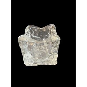 Chunky Glass Candle Holder Or Pin Tray 2” Square Vintage